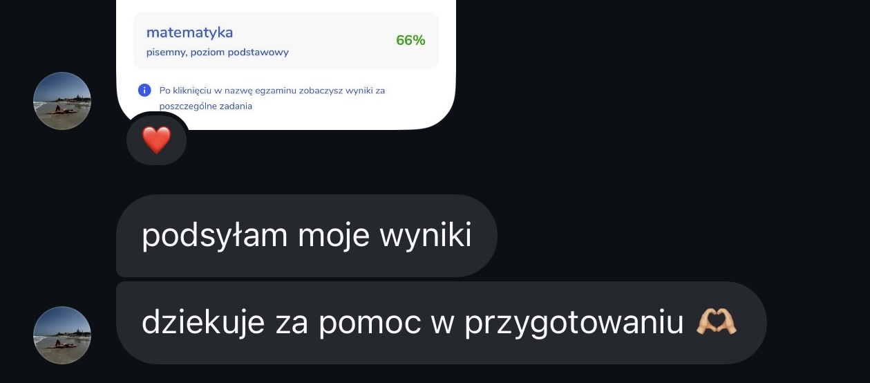 Wiadomość — wyniki matury