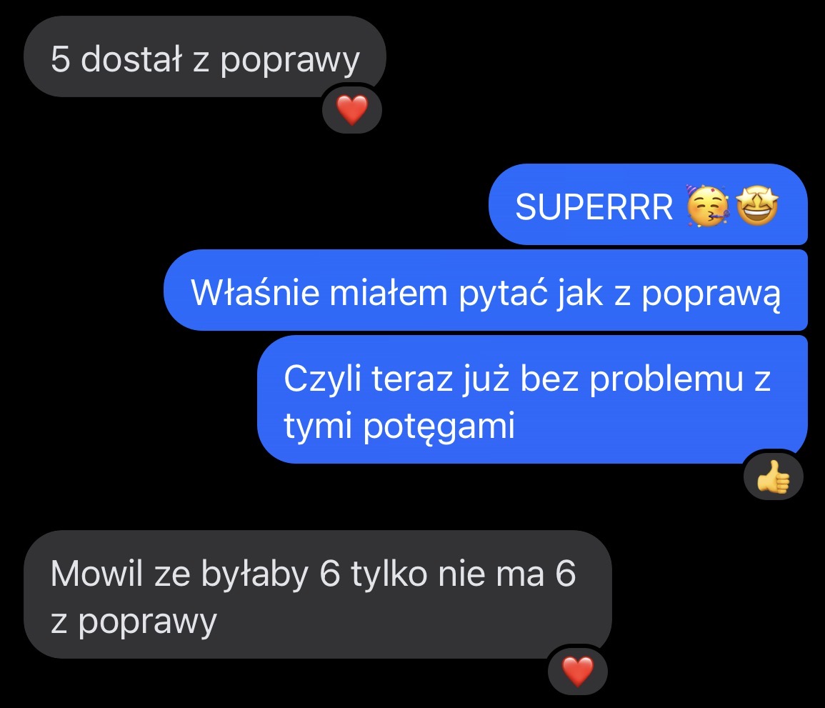 Wiadomość — 5 dostał z poprawy
